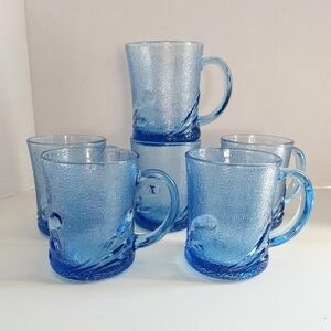 Vintage Blue Wave Glass Mug Set | Made in Indonesia